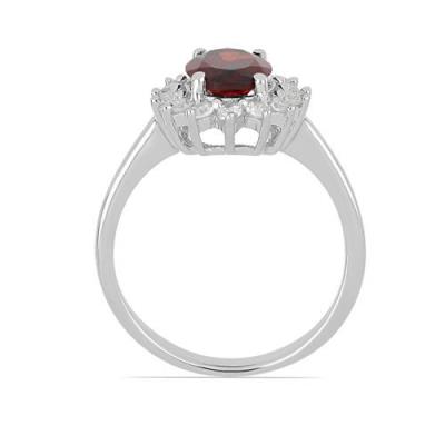 BUY GENUINE STERLING SILVER NATURAL GARNET GEMSTONE HALO RING